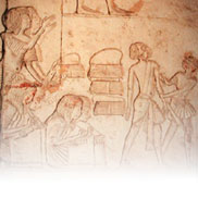 Relief depicting scribes at work, from the Tomb of Horemheb, Saqqara, Egypt